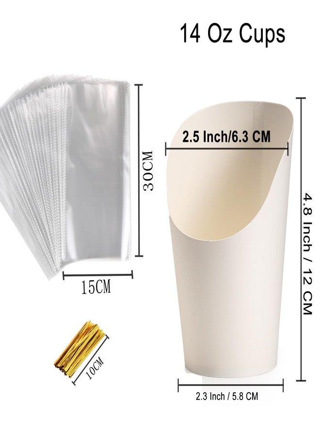 WixiTool 60 Sets Disposable Charcuterie Cups with Sticks and Bags, 14 oz White Kraft Paper Snack Boxes Appetizers Cup French Fry Holder with Cocktail Skewers Toothpicks Tooth Picks(60 Cups+60 Bags+200 Sticks) - Image 5